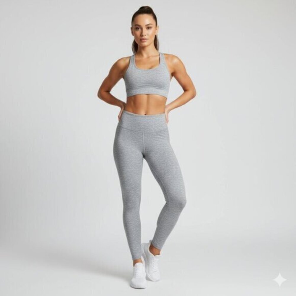 Rohnisch Women's 7/8 Length High Rise Leggings Pants Tights Grey Size Small